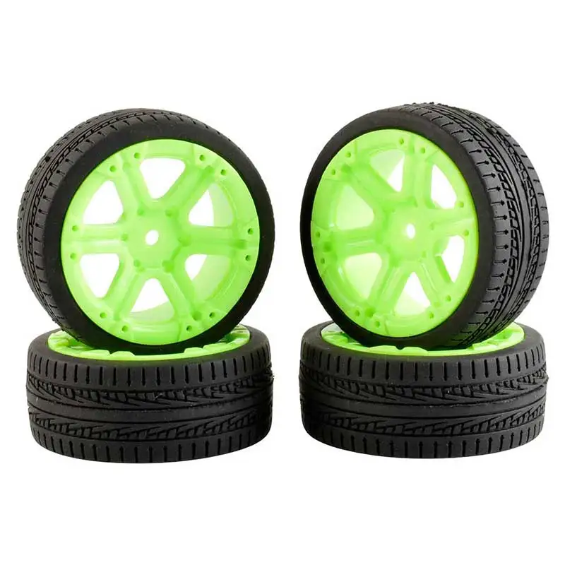 

4PCS 1:10 RC Remote Control Car Wheel Tire Flat Running Racing Tires 64mm Rubber Tyre Skin for HSP 94123 SAKURA D3 D4