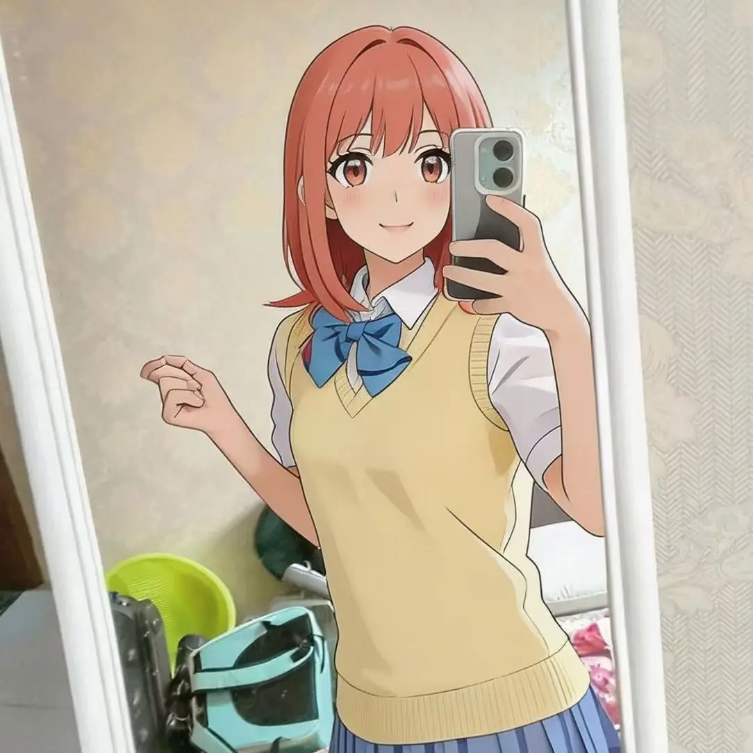 Фото Полный комплект школьной формы LoveLive для косплея в стиле аниме, жилет и парик для всех персонажей, наряд для вечеринки на Хэллоуин №5