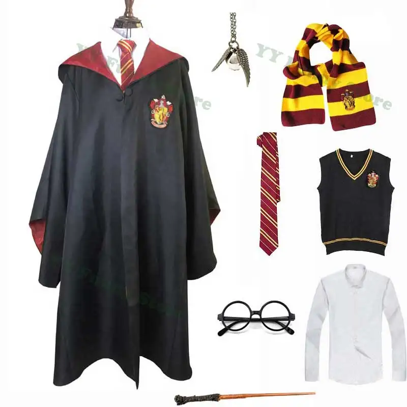 

Unisex Kids Adult Witchcraft Witch School Uniform Robe Scarf Sweater Tie Wand Cosplay Halloween Costume