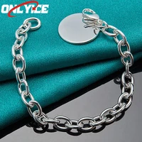 925 sterling silver smooth round tag bracelet ladies fashion glamour birthday party wedding engagement jewelry