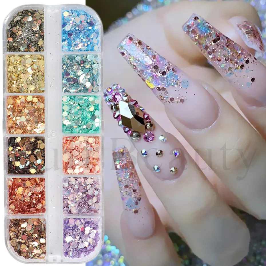 

Holographic Mermaid Nail Glitter Mirror Iridescent Hexagon Paillette Sparkly Flakes Nail Sequins Decoration For Manicure NLXBR