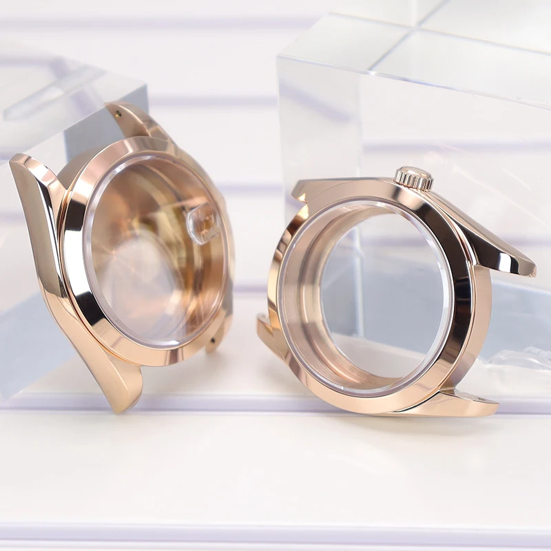 Розовое золото 36 мм 40 Модный корпус для часов Ms. Сапфировое стекло Seiko NH34 NH35 NH36 NH38