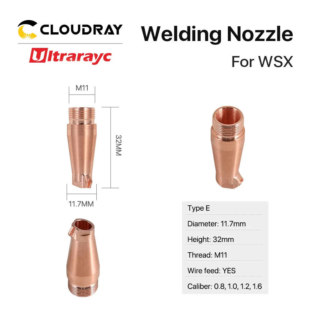 

Лазерные сварочные сопла ultrtonc WSX для ручной сварочной головки диаметром M11 Сопло длиной 11,7 мм и 32 мм