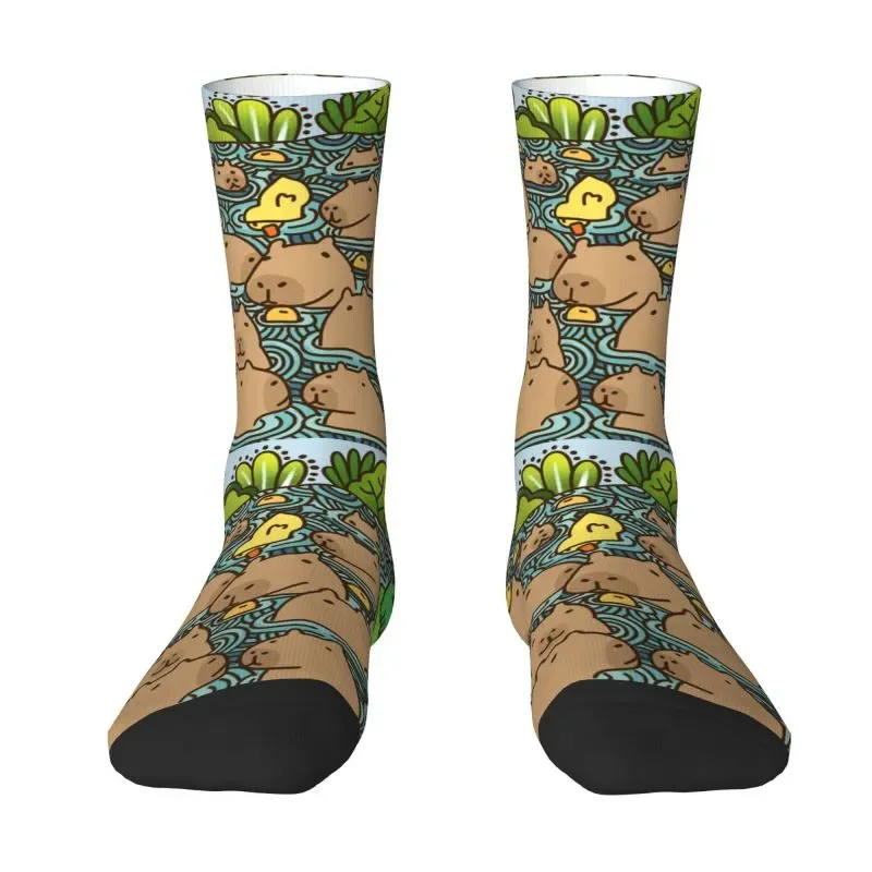 Fun Printed A Pond Full Of Capybara Socks for Men Women Stretchy Summer Autumn Winter Crew Socks
