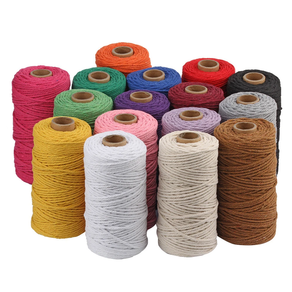 

1PC 3mm Handmade 100% Cotton Colorful Cord Rope Boho Decor Thread Twisted Macrame String DIY Home Wedding Decor Supply 110yards