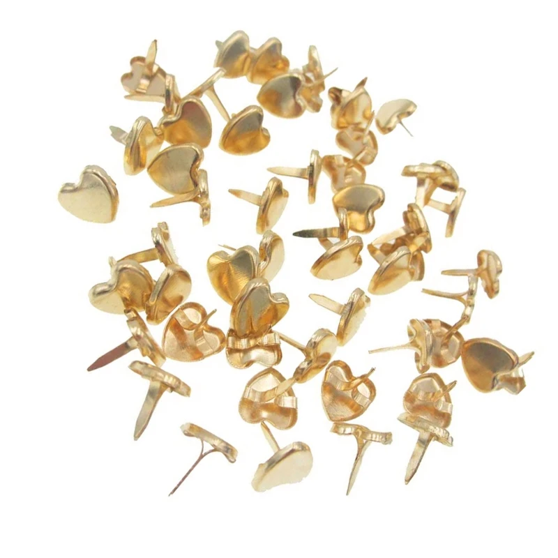 

Set of 200pcs Exquisite Metal 2-legged Nails Heart-shaped Metal Pins Set for Adult Student Teen DIY Crafts Projects