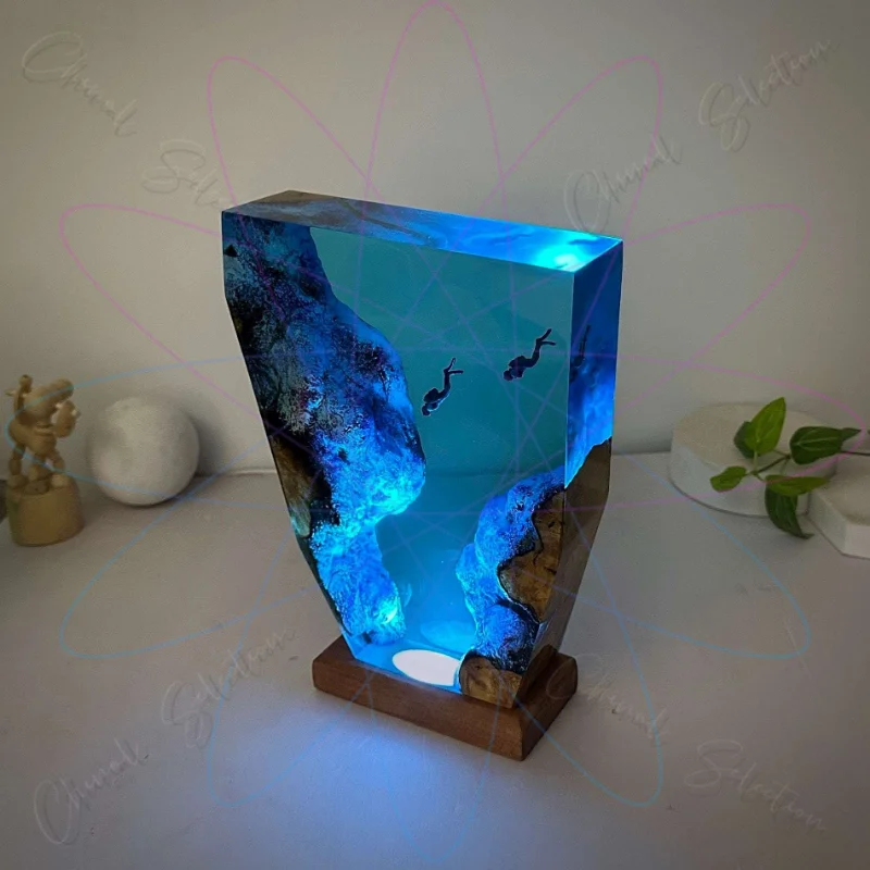 Русалка и медузы ночные огни из смолы эпоксидные деревянные морские украшения