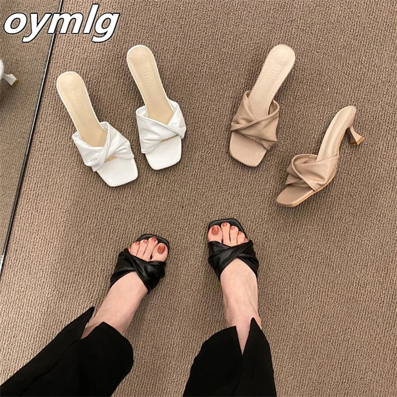 Net red stiletto sandals and slippers women's 2022 new all-match fashion temperament retro one-word high-heeled sandals pumps