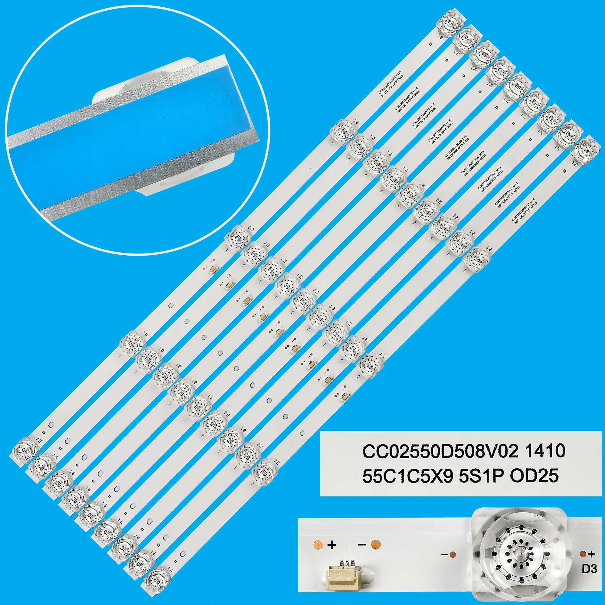 

Светодиодная лента подсветки для U55F8000Q CC02550D508V02 1410 55C1C5X9 5S1P 0D25 HTY-55UHD11B-S2 DEXP