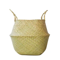 seagrass storage basket straw woven soft basket flower pots store toys sundries collapsible plant basket for home garden