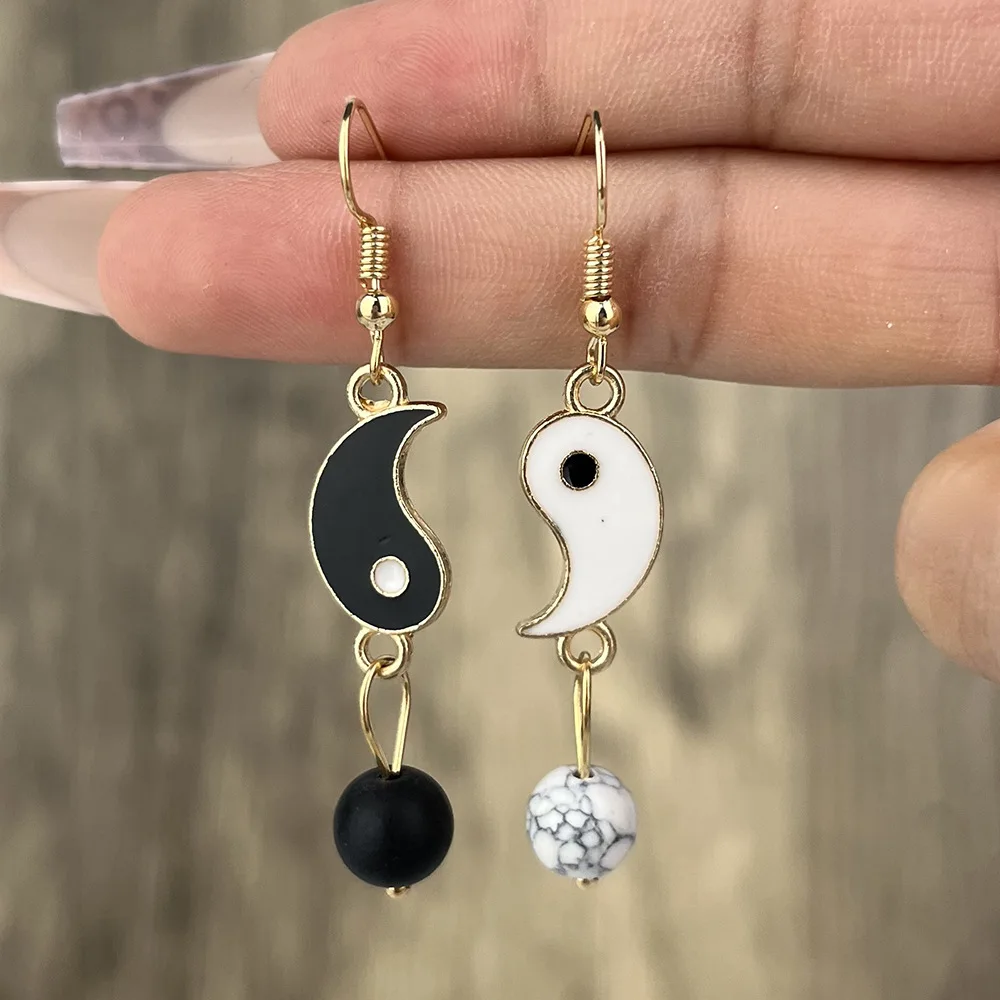 

Fashion Drip Oil Tai Chi Gossip Drop Earrings For Women Simple Ladies Romantic Ball Pendant Earrings Jewelry Factory Wholesale