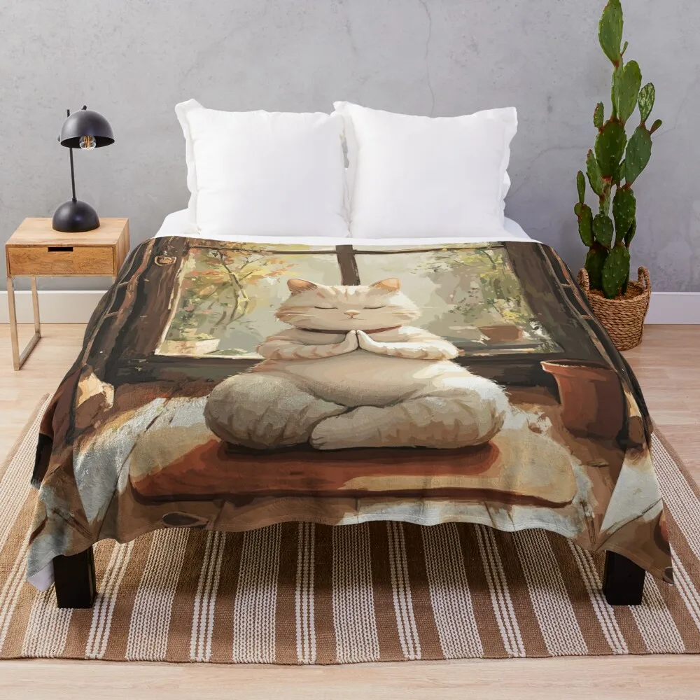 Одеяло Котика и спокойствие: Йога Кошка Декоративные кровати Мягкий плед для