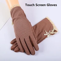 summer cotton uv protection gloves for women sunscreen gloves cute dot lace breathable driving touch screen gloves mittens