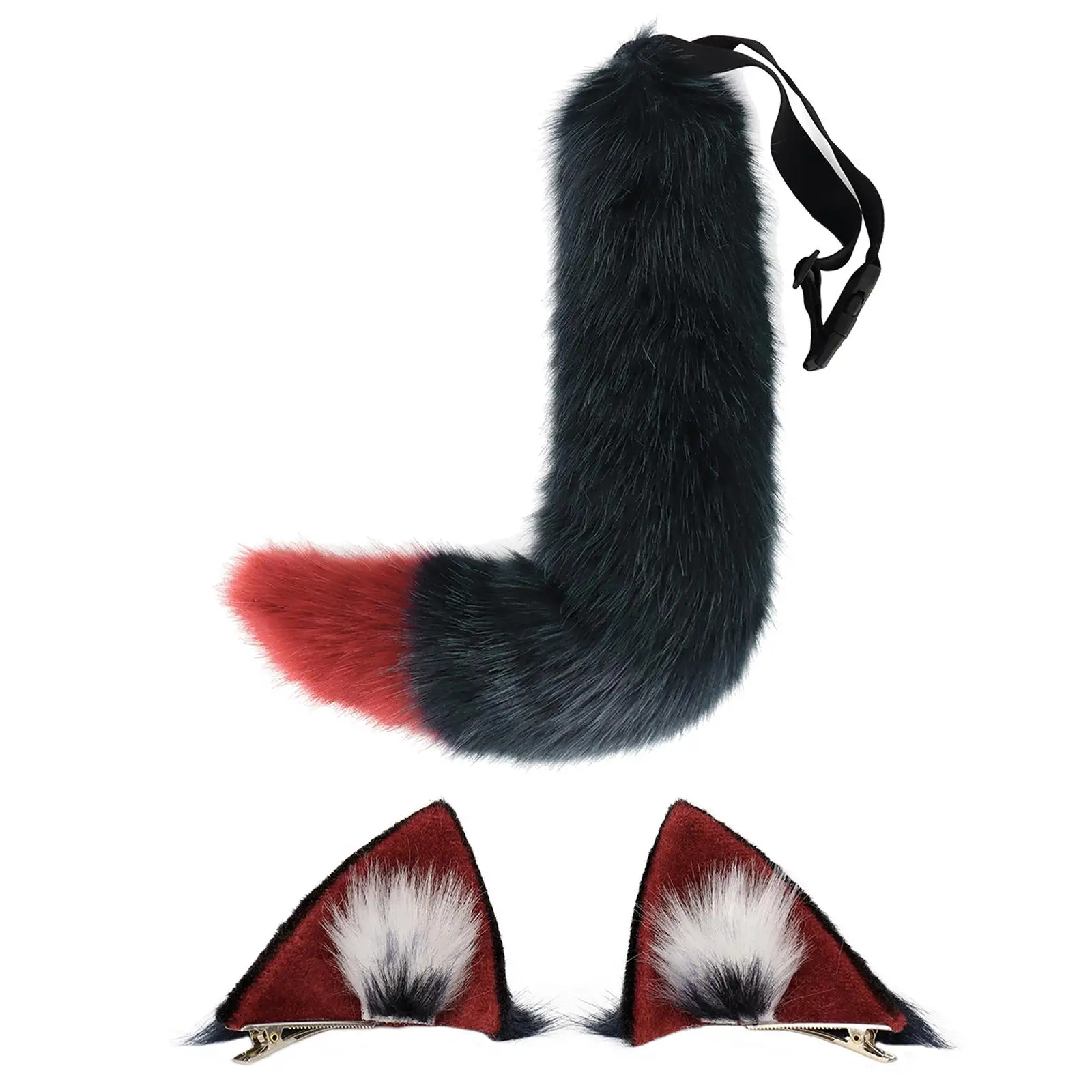 

Long Ears and Tail Props Animal Kitten Headwear Toys Plush Hair Clip for Fancy Part Kids Cosplay Adults Dress up