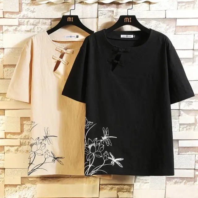 

New Style Summer Men's Short-Sleeved Cotton Blend Print Round-collar Slim T-Shirt ABD69