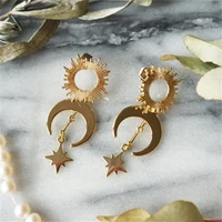 modern sun moon star collection inlaid crystal pendant earrings charm fashion women pendant earrings wedding party gift jewelry