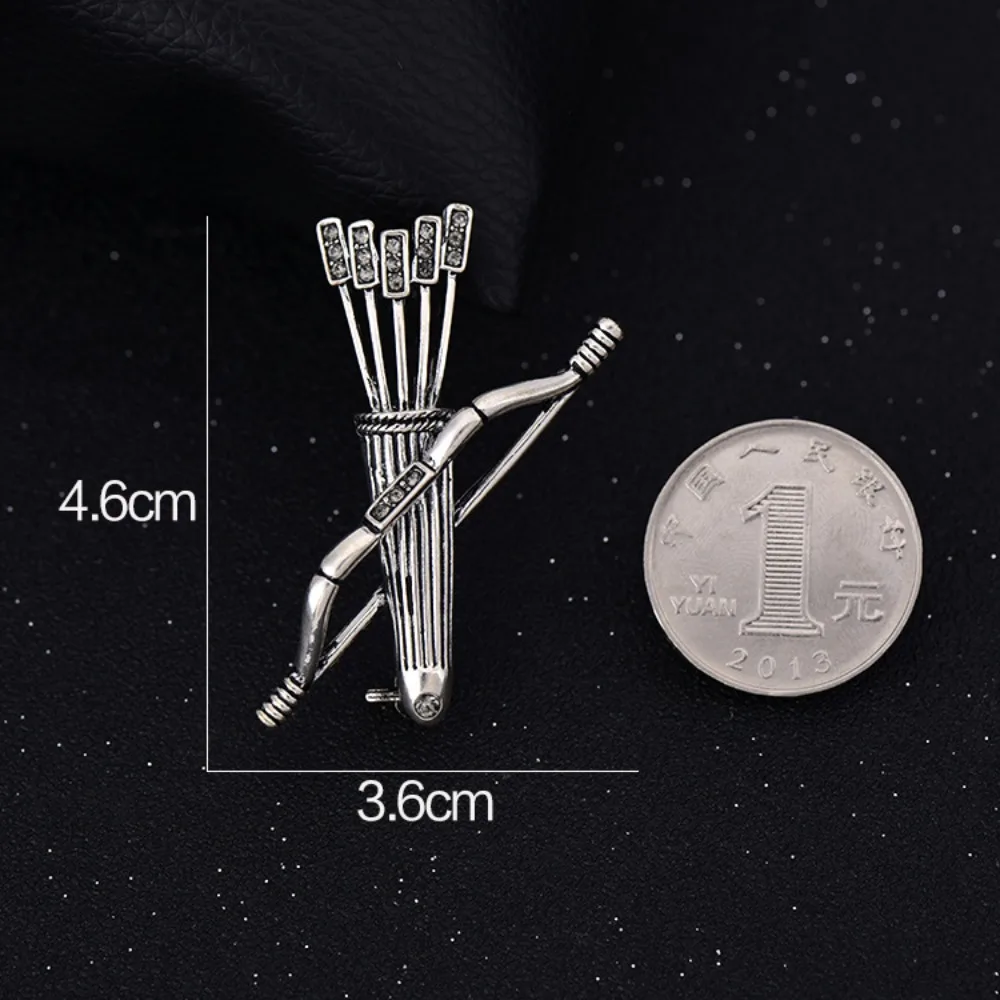 Фото Vintage Cupid's Arrow Brooch Personalized Bow Arrow Quiver Metal Lapel Pin for Men Suit Jacket Corsage Jewelry Accessories №4