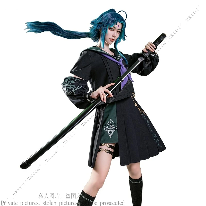 Костюм для косплея Xiao Униформа JK из игры Genshin Impact кукла с подвеской на шнурке