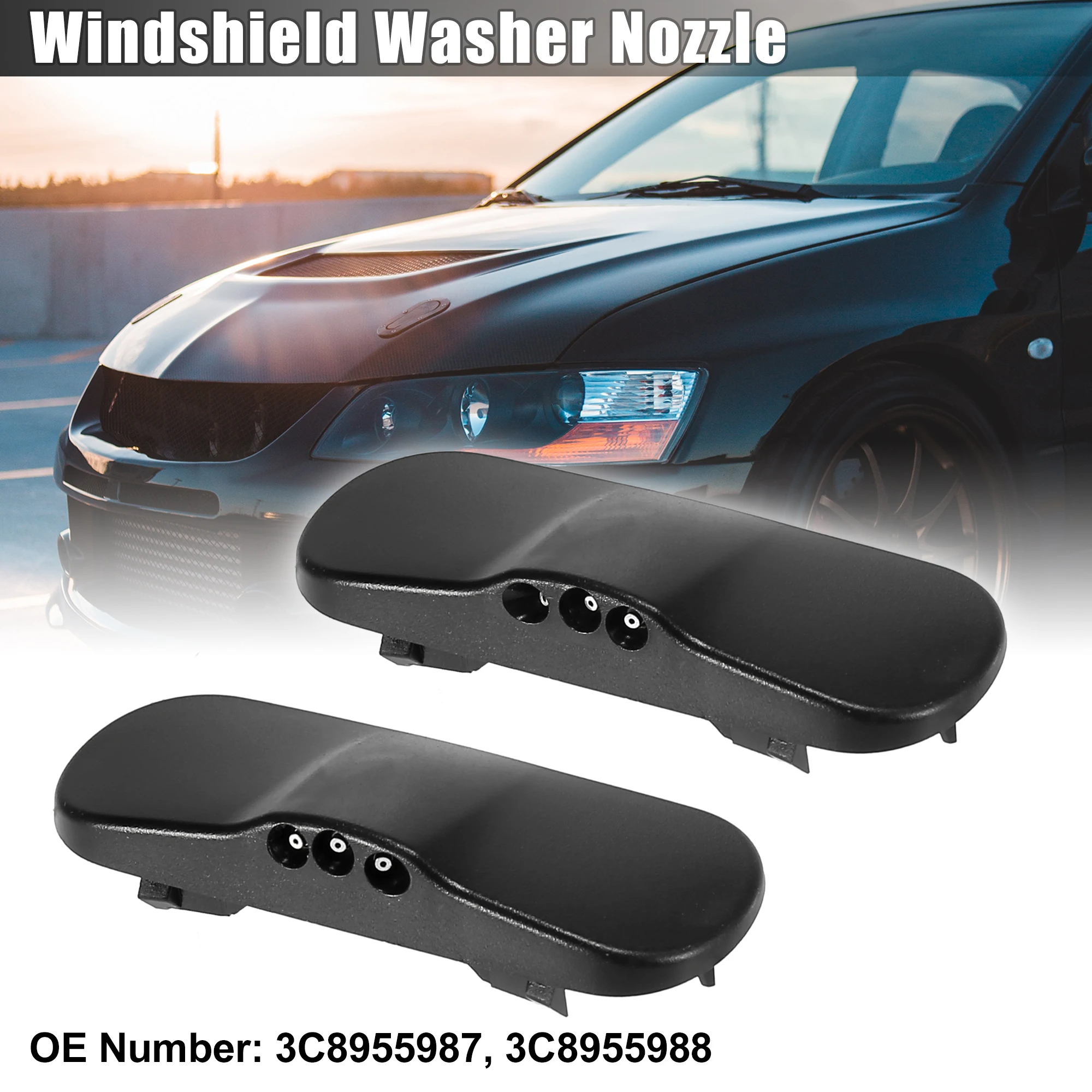 

X Autohaux Pair Windshield Washer Nozzles Spray Jet Left Right 3C8955988 for VW CC 2009-2017 for VW Passat CC 2009-2017