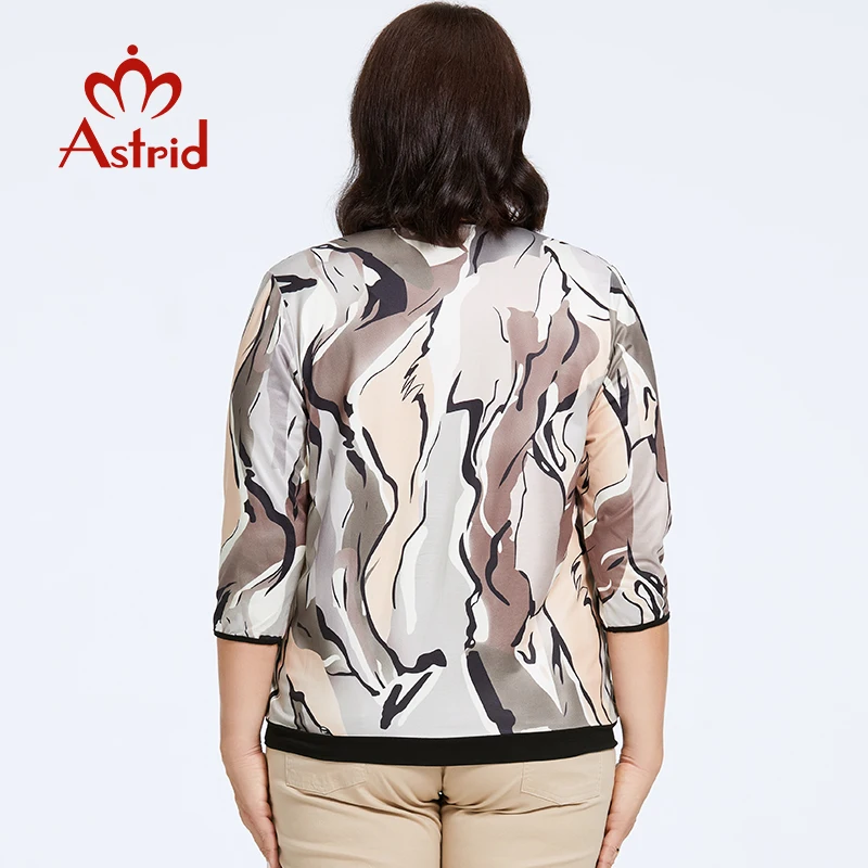 Astrid Осенняя Женская футболка из 2023 хлопка с круглым вырезом женская большого