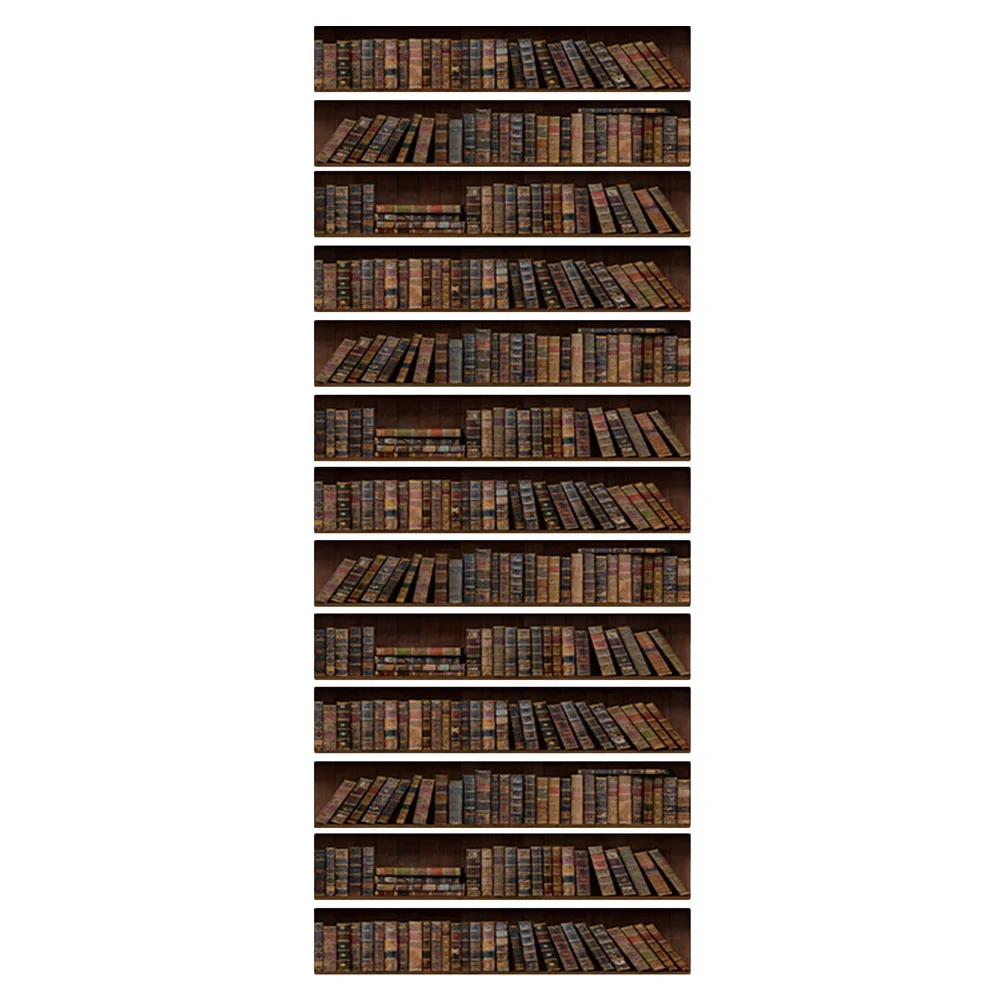 

13pcs Fake Book Cabinet Stickers Floor Stair Decals Fashion Stair Decals