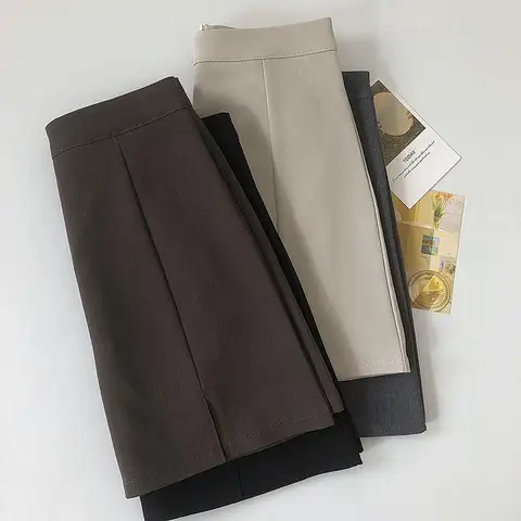 S-3XL Skirts for Women A-line Solid Summer Office Lady Korean Fashion Casual Style All-match Basic Daily Tender Simple Popular