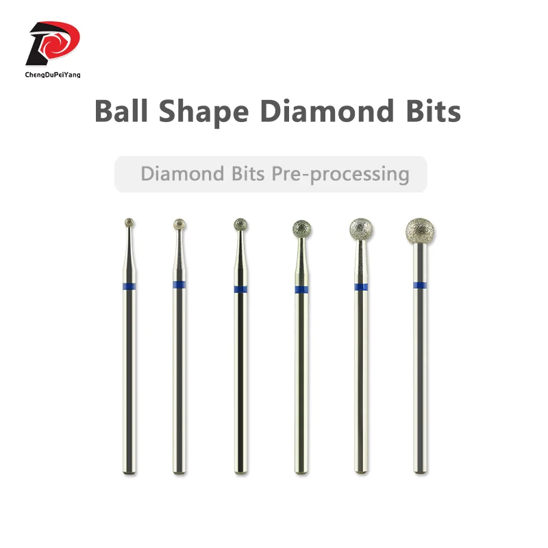 Алмазные биты в форме шара бриллиантовые фрезы для маникюра среднего размера