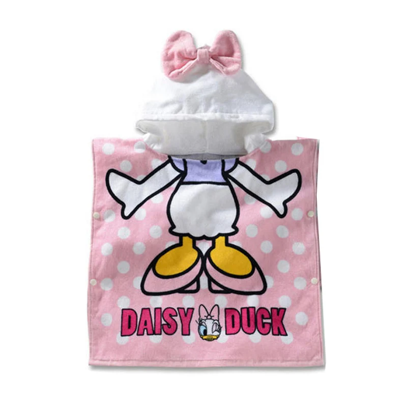 Disney Cartoon Cotton Kids Hooded Bath Towel Breathable Beach Towel Mickey Minnie Donald Duck Daisy Baby Girl Towel 60x120cm