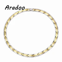 aradoo fashion titanium steel negative ion germanium energy necklace medical magnetic therapy necklace