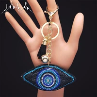 2022 lucky evil blue eye bling keychain key ring friend lovers fashion alloy tassel bell bag accessories jewelry gifts k2835s05