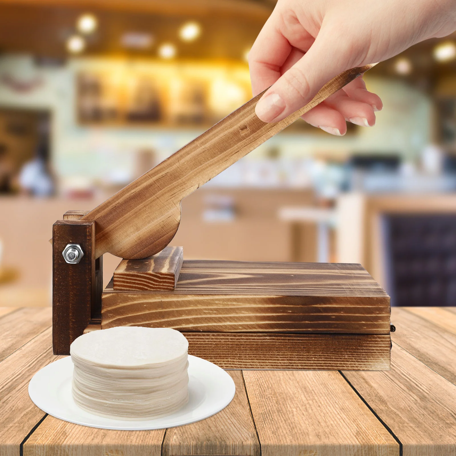 

Dumpling Press Maker Dough Tortilla Presser Wooden Wrapper Skin Mold Tool Wood Roller Pressing Machine Empanada Manual Corn Pie
