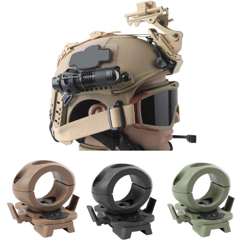 

30mm Tactical Helmet Flashlight Clamp Adaptor Hunting Helmet Lighting Flashlight Support Outdoor Sports Cycling Headlight Holder