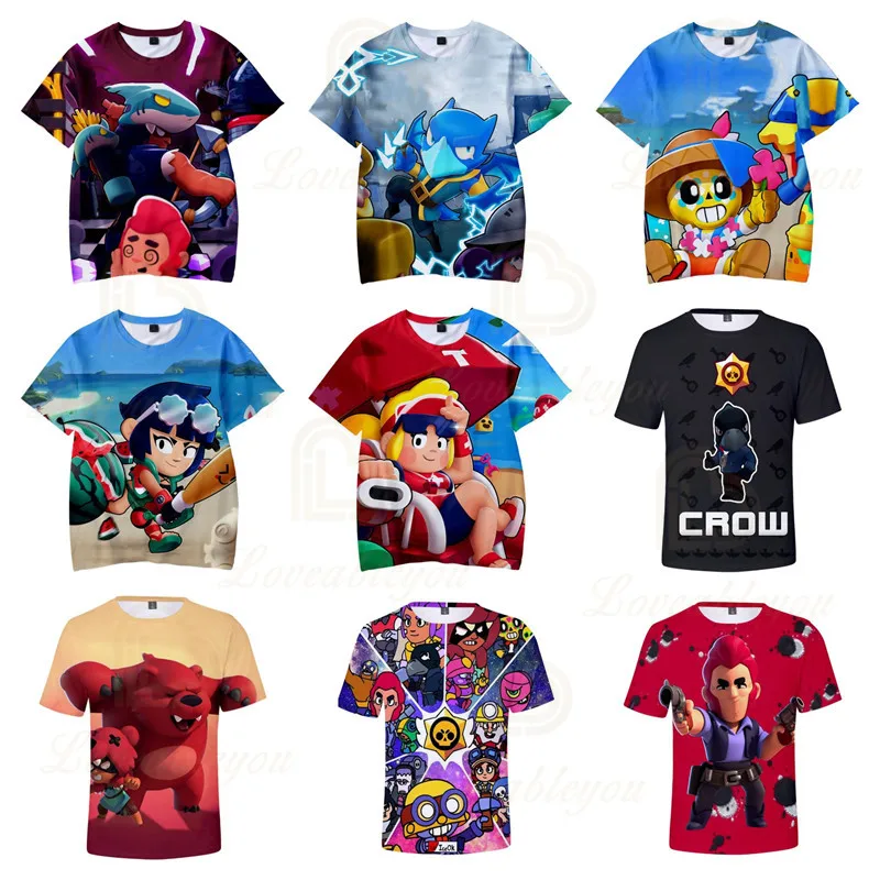 

8 To 19 Years Kids t shirts Browings Max Sandy and Star,Cartoon Tops Baby Mr.P T-shirt Game Leon 3D Boys Girls Clothes