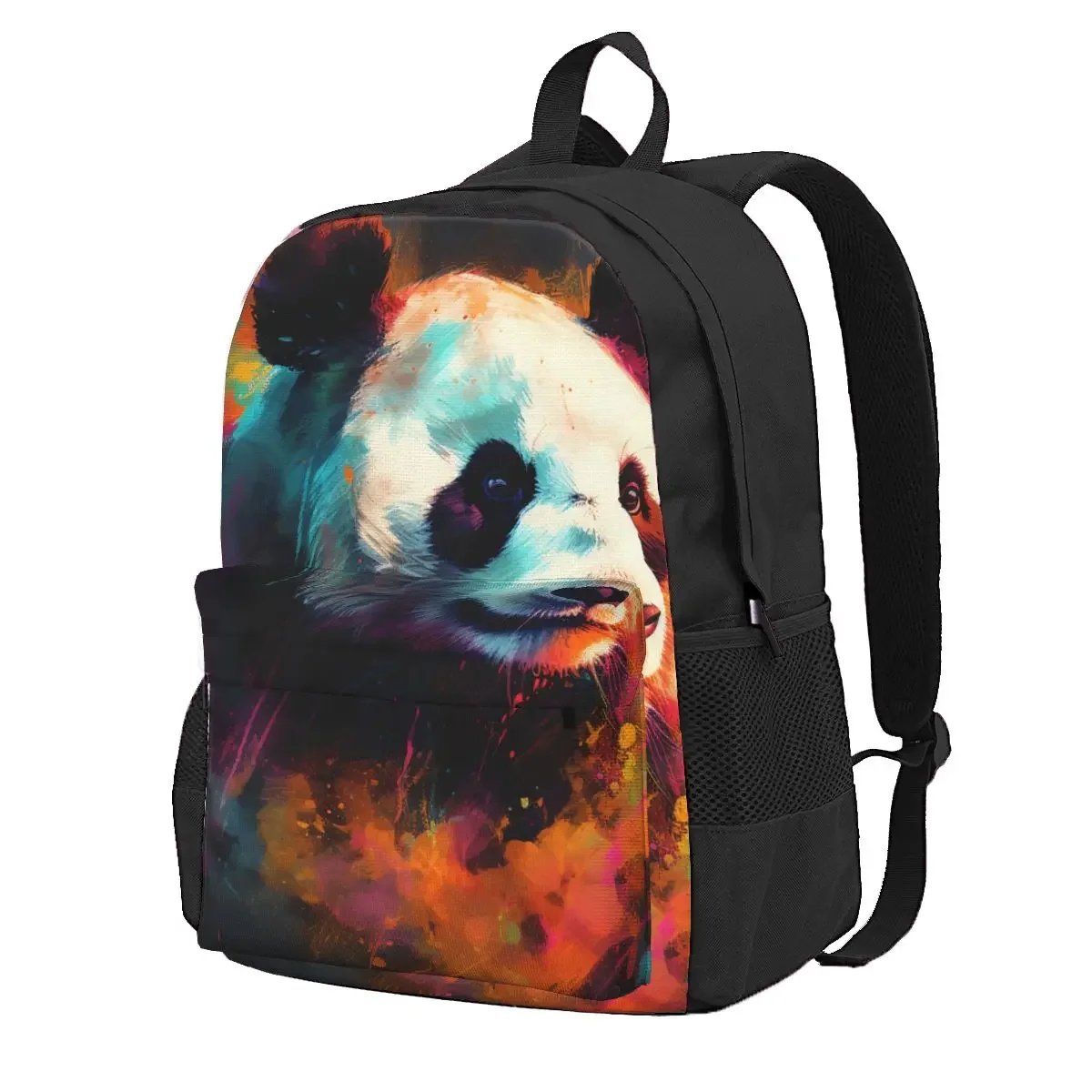 

Молодежный рюкзак с пандой, рюкзаки с принтом в виде головы животных с разноцветным пламенем, из полиэстера, милые школьные сумки, повседневный дизайнерский рюкзак