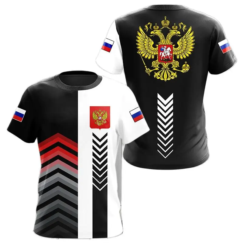 

Russian harajuku t-shirts for men Russian national emblem printed tops summer leisure o-neck pullover oversized short sleeve t