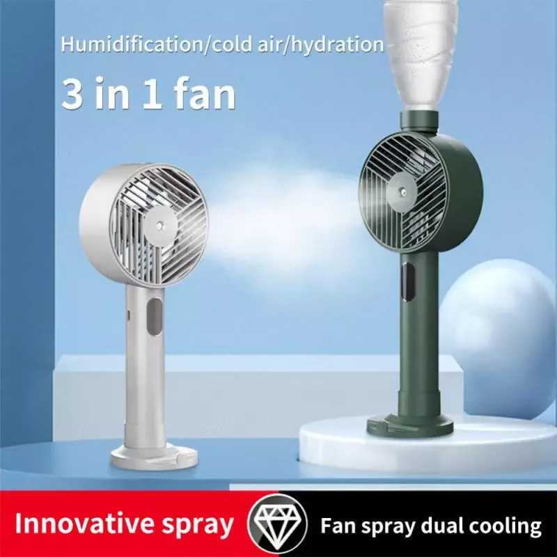 

NEW IN Portable Water Spray Mist Fan Cooling Air Conditioner Humidifier USB Rechargeable Handheld Mini Fan For Outdoor Traval