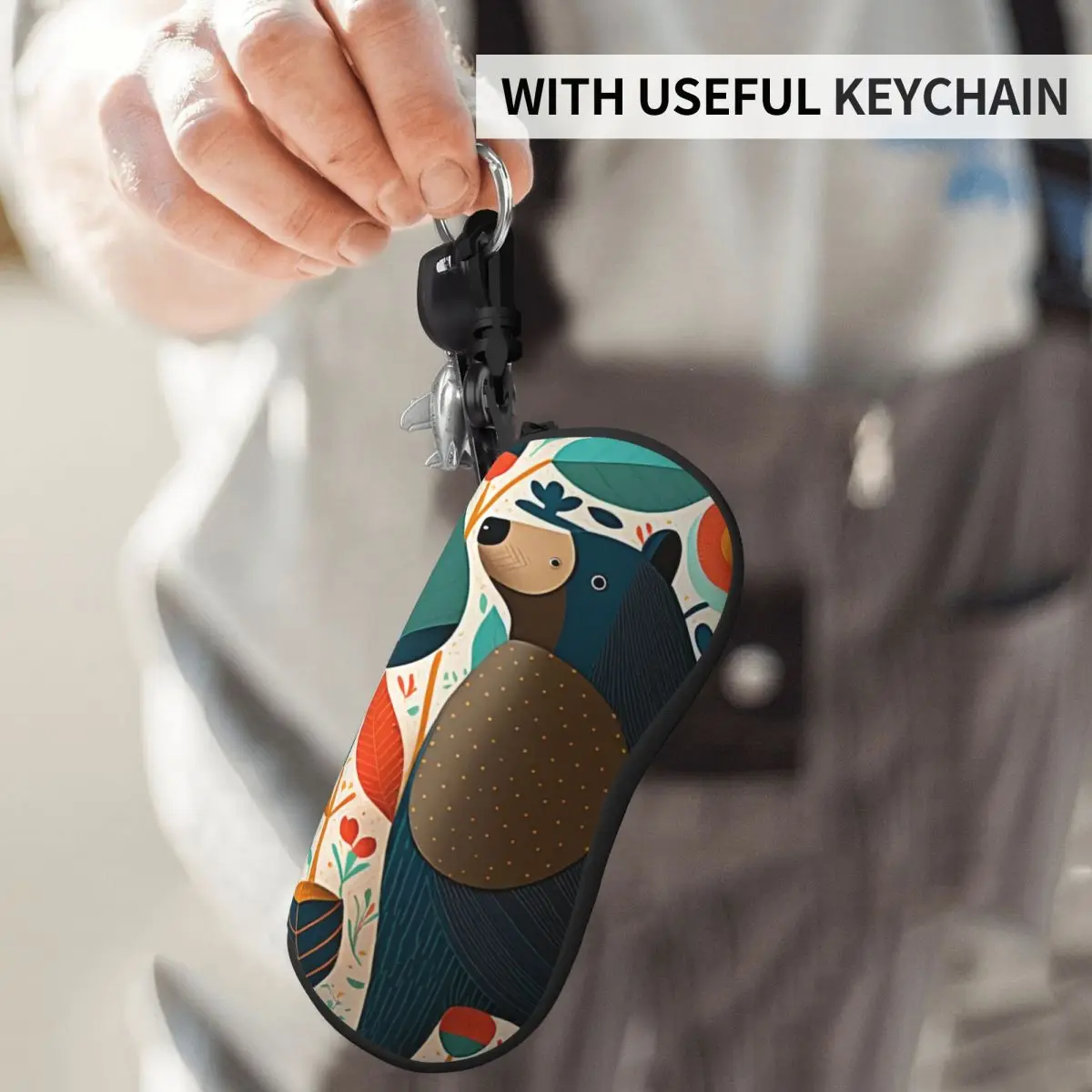 

Bear Glasses Case Cover Modern Art Style Vibrant Print Sunglasses Case Vintage Convenient Eyeglass Cases Cover Eyewear Accessory