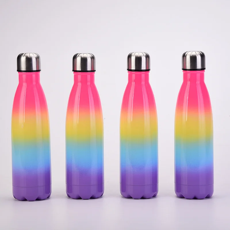 

17oz Gradient Cola Shaped Water Bottle Stainless Steel Travel Thermal Flask Double Wall Portable Coke Tumbler Gift For Dad