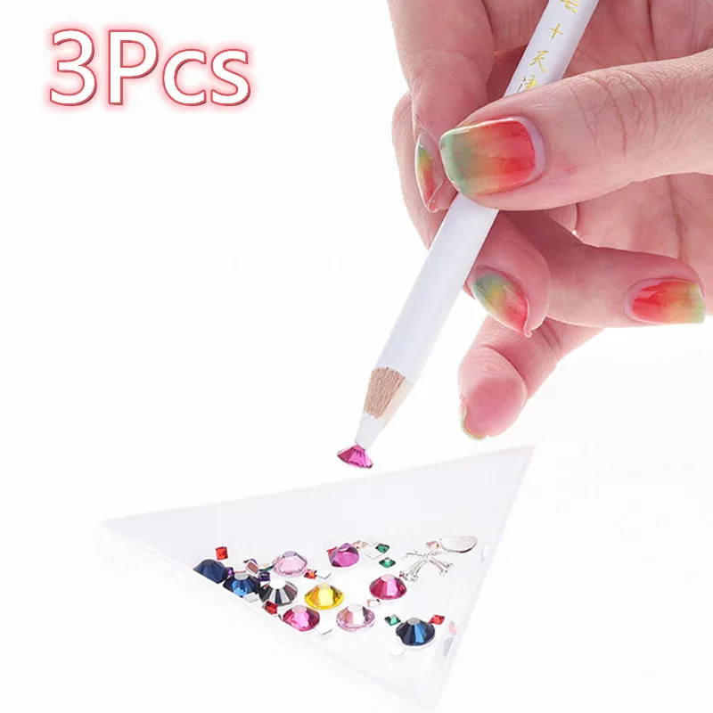 

3Pcs Dotting Pen Nail Art Rhinestones Dotting Tool Wax Pencil Wax Pencil Wax Pen Picker Nail Drill Nails Art & Tools
