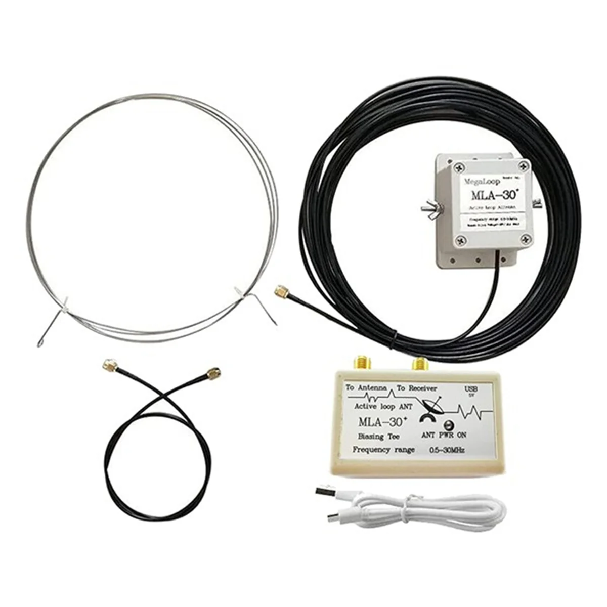 Кольцевая активная приемная антенна MLA-30+ Plus 0 5–30 МГц контурная SDR низкий уровень