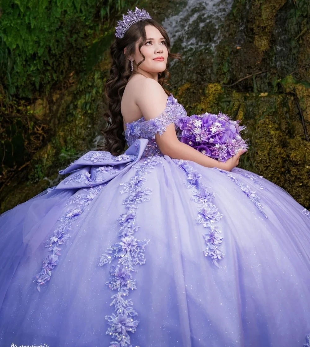 Сиреневые платья Quinceanera, бальное платье с открытыми плечами и аппликациями, милые платья 16, 15 лет, по индивидуальному заказу (art.: 3920d15c4d73b) - 3920d15c4d73b