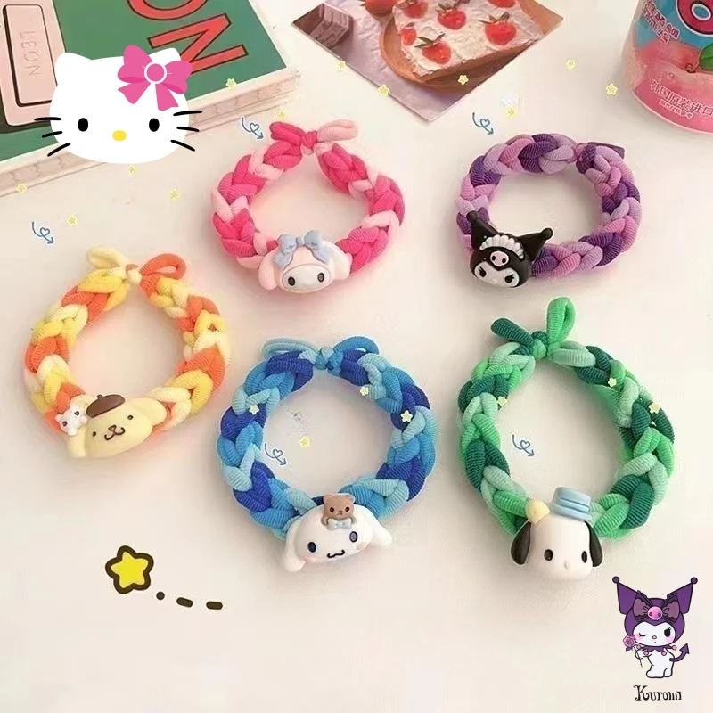 

Anime Hello Kittyhair Pin Kuromi New Cute Cartoon Bracelet Leather Band Hair Rope Boyfriend Girlfriend Bracelet Hair Accessories