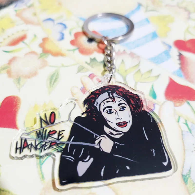 

No Wire Hangers Keychain Creative Acrylic Pendant Charm Movie Jewelry Novelty Keychain Gift for Friends