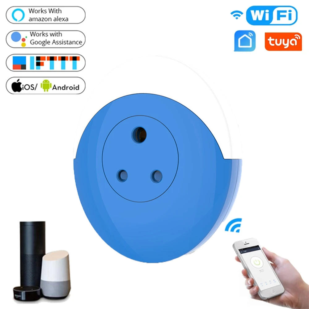 

Indian Standard Tuya WiFi Smart Night Light Socket 13A Plug RGB LED Light APP Control Voice Timing Works with Alexa Google Home