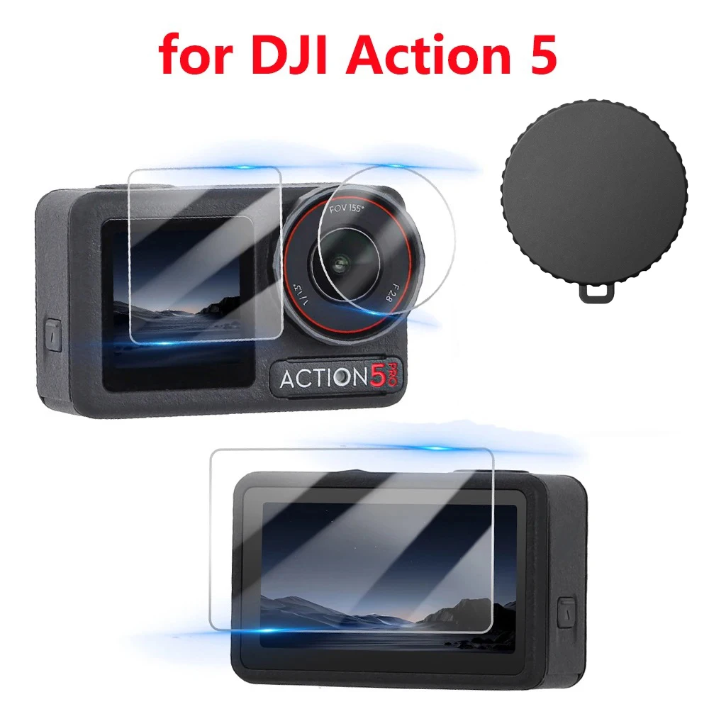 Экран из закаленного стекла для DJI Action 5 защитная пленка крышка объектива OSMO Pro