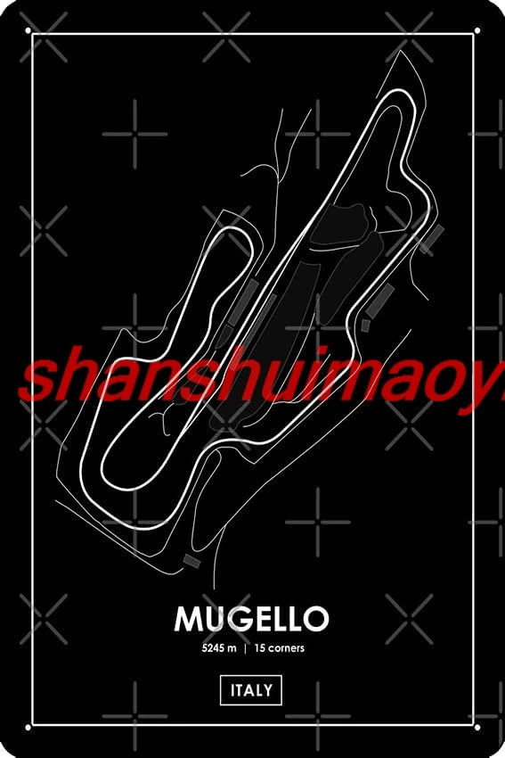 Mugello — карта Италии белая металлическая жестяная вывеска с фотографическим