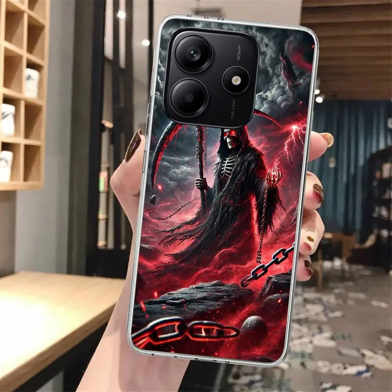 Фото Мягкий чехол для телефона Death Grim Reaper Skull Scythe для Xiaomi Redmi Note 14 14S 13 12S 12 11S 11 11E Pro Plus 11T 10S 10 9S 5G Patte №5