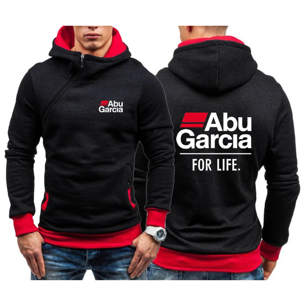 

2023 Spring Autumn New Men's Hoodie Abu Garcia For Life Printed Diagonal Zip Hoodie Sweatshirts Popular Sportswear Pullovers