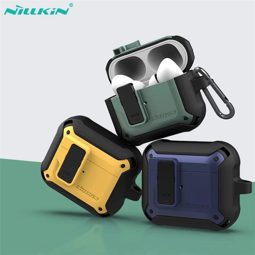 

NILLKIN For Airpods Pro Case For AirPods 3 Wireless Earphone Case TPU PC Anti-fall Protect Cover For AirPods 1 2 With Keychain