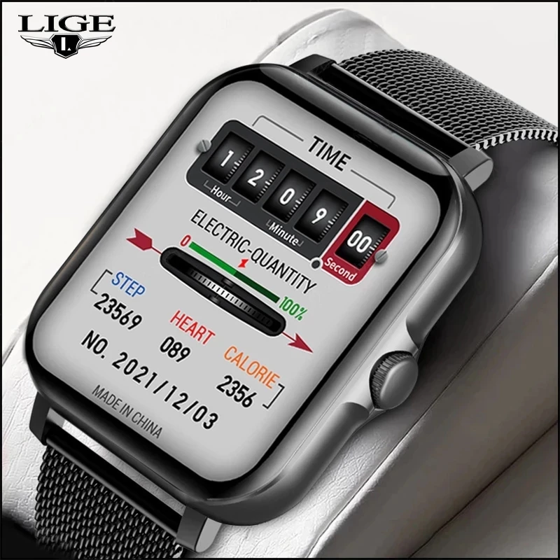 

LIGE New Bluetooth Answer Call Smart Watch Men Full Touch Dial Call Fitness Tracker IP67 Waterproof Smartwatch For xiaomi iphone